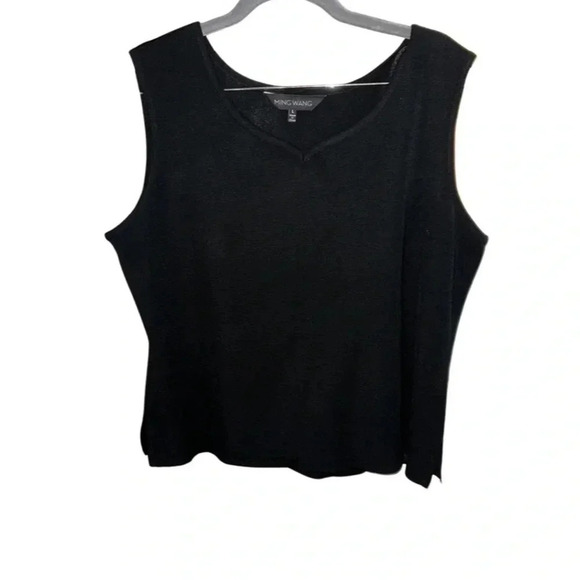 Ming Wang Black Sleeveless VNeck Top Size Large - Picture 2 of 4